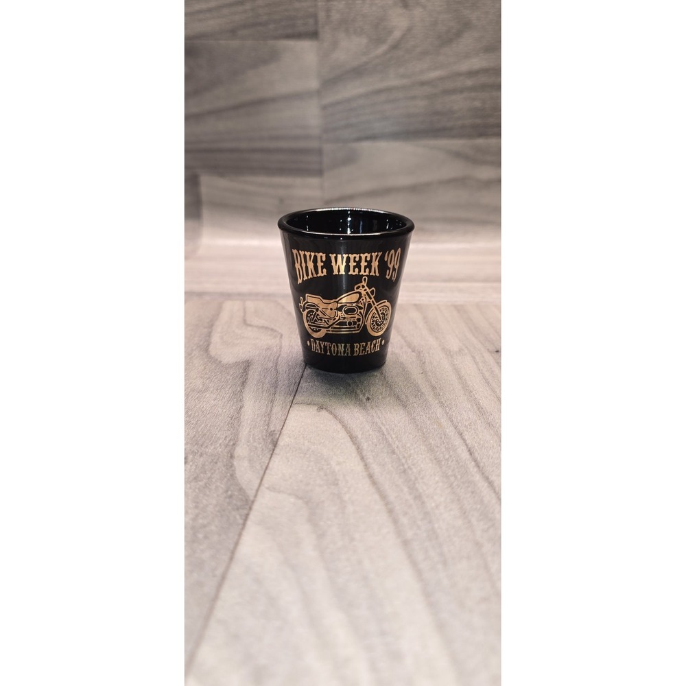 Shot Glass Souvenir BIKE WEEK 1999 DAYTONA BEACH Black & Gold